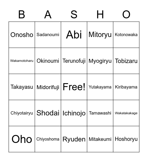 Sep 2022 - Grand Basho Bingo Card