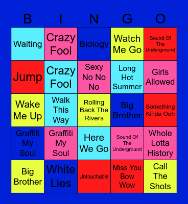 Andy - Sound Of The Underground Bingo Card