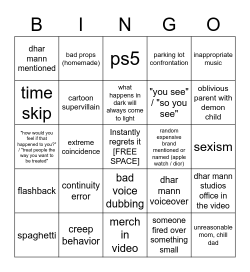 Dhar Mann Bingo v3 Bingo Card