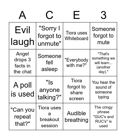 ACE3 Virtual Bingo Card