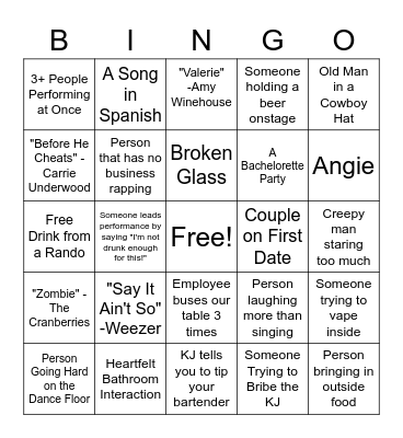 Ego's Bingo Card