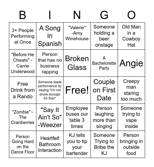 Ego's Bingo Card