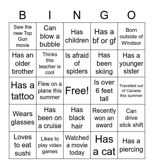 BASJ500 BINGO Card