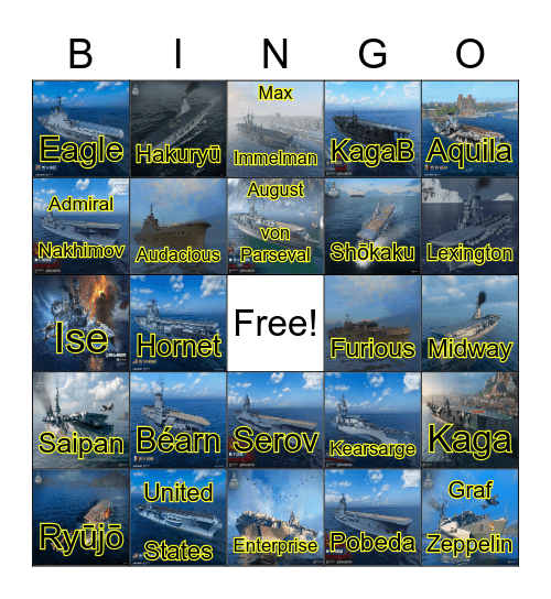 WOWS CARRIER ASSAULT Bingo Card