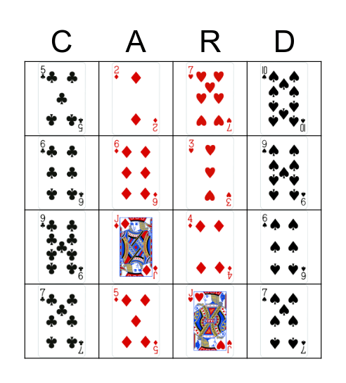 Jennifer's Playing Card BIngo Card