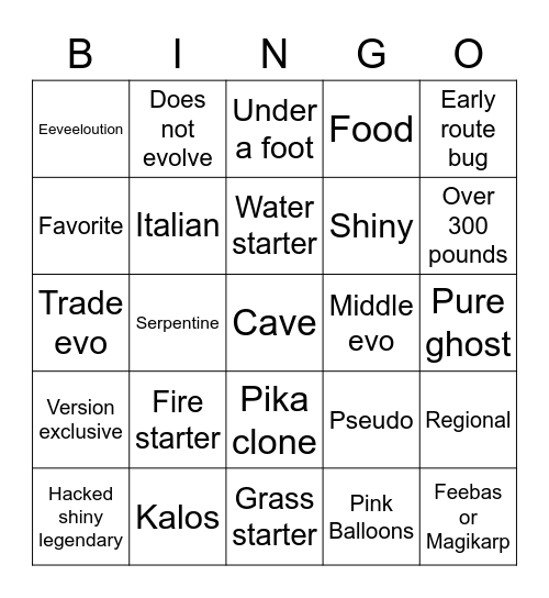 Surprise Trade BINGO Card