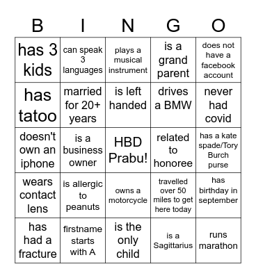 Find the guest Bingo Card
