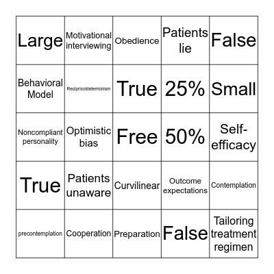 Health Psychology Two Bingo Card