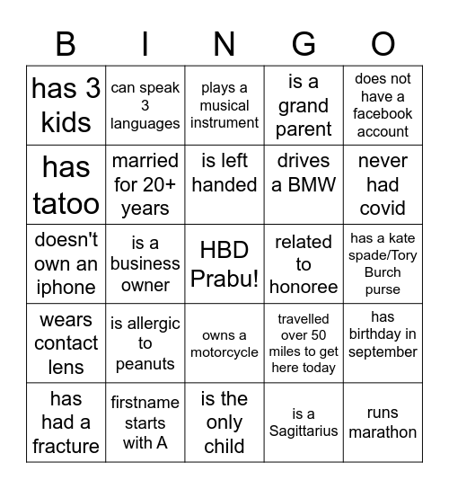 Find the guest Bingo Card