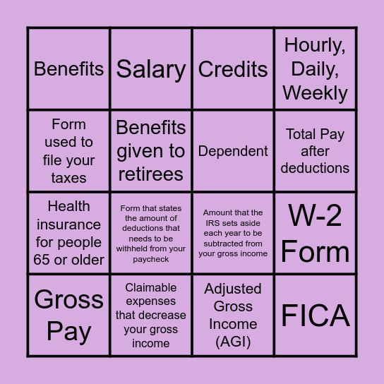 Vocab Bingo!!!! Bingo Card