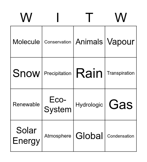 Water in the World Bingo Card