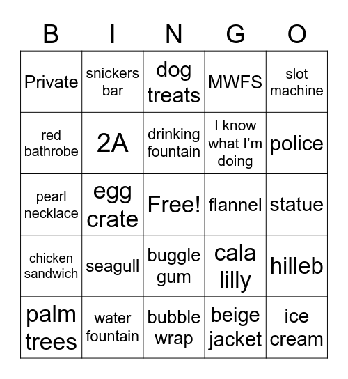 Ace Ventura Scenes Bingo Card