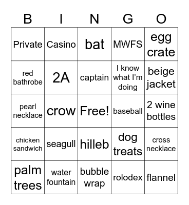 Ace Ventura Scenes Bingo Card
