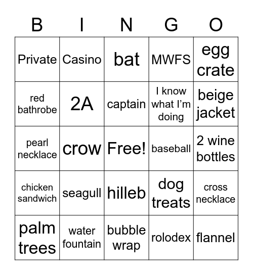 Ace Ventura Scenes Bingo Card