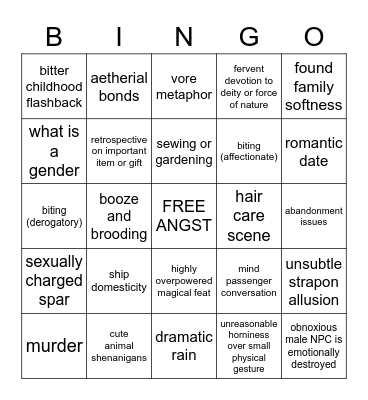 anthy drags herself, xivwrite2022 edition Bingo Card