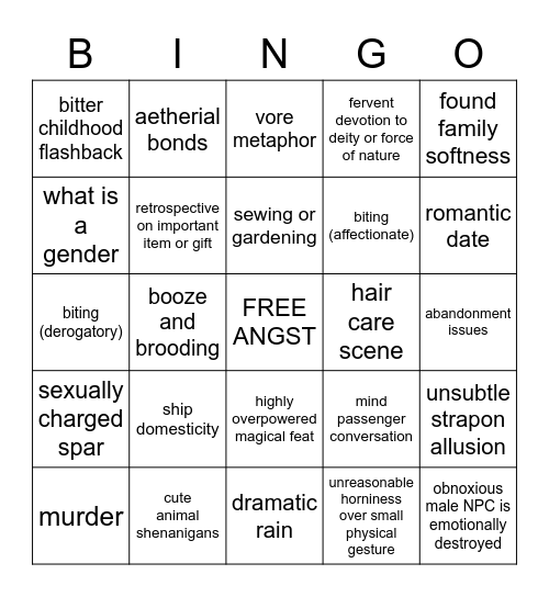 anthy drags herself, xivwrite2022 edition Bingo Card