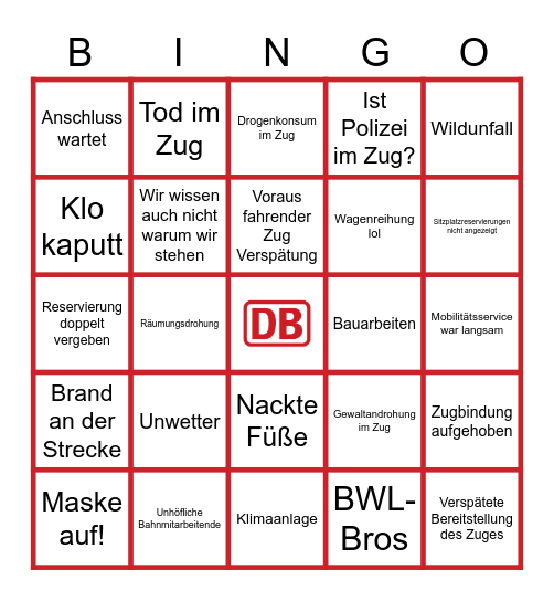 DB Bingo - ICE IC Baby Bingo Card