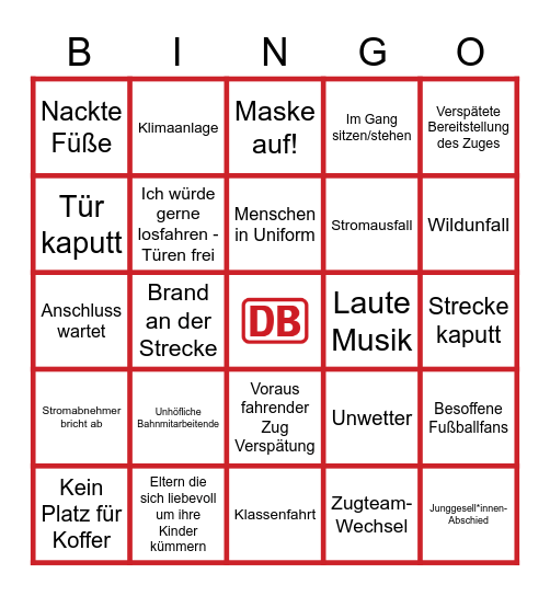 DB Bingo - NahverkehRE Bingo Card