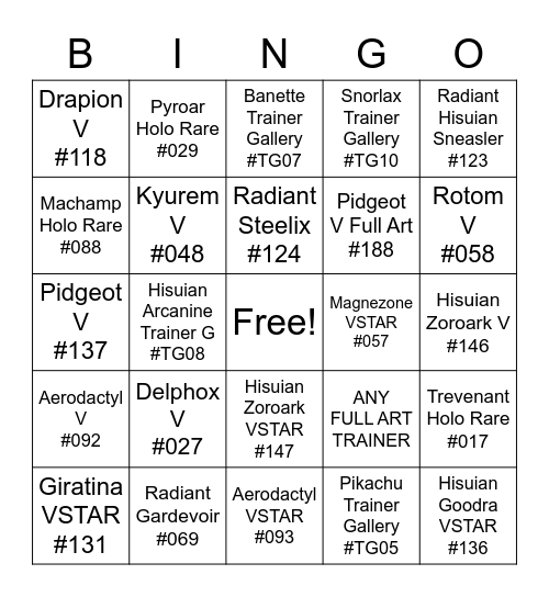 LOST ORIGIN BINGO Card