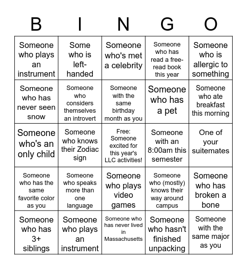 City Adventures - Roxbury Bingo Card
