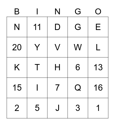 ASL ABC's and Numbers 1-20 Bingo Card