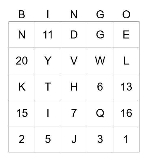 ASL ABC's and Numbers 1-20 Bingo Card