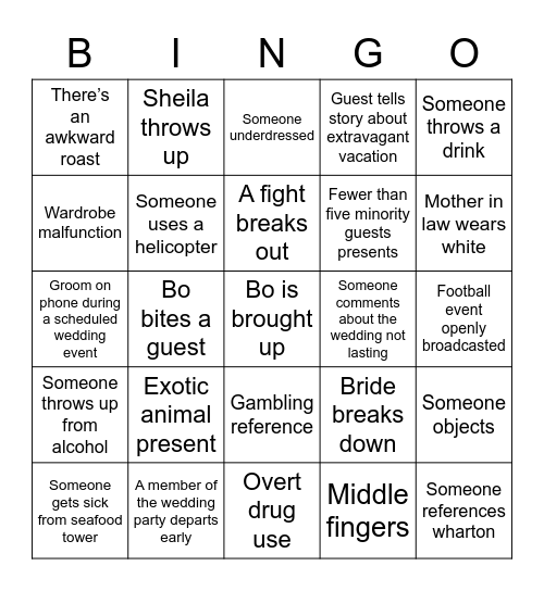 Contentious & Pretentious Bingo Card