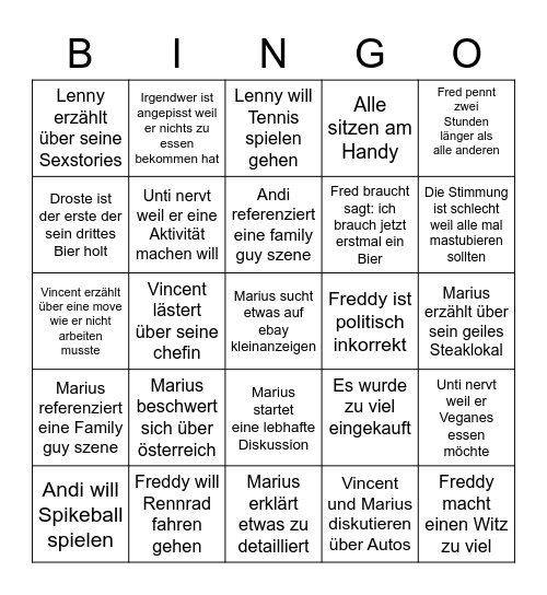 Boys 22 Bingo Card