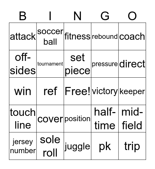 Soccer Terms Bingo Card