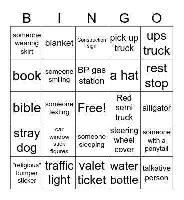 Post Thrive Road Trip Bingo Card