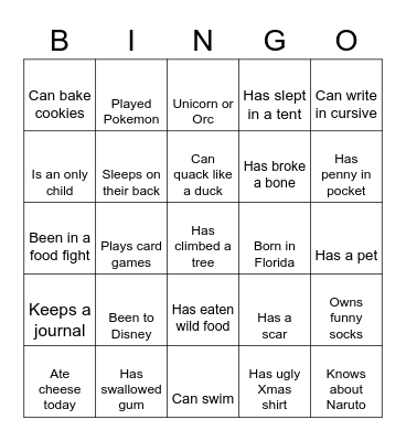 Someone who... Bingo Card