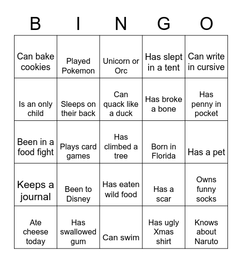 Someone who... Bingo Card