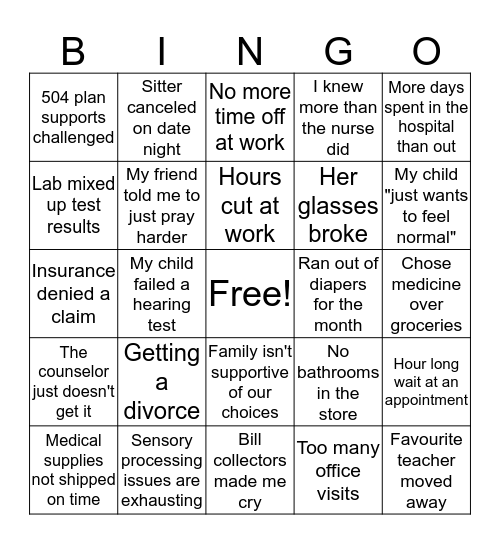 Crisis Bingo  Bingo Card
