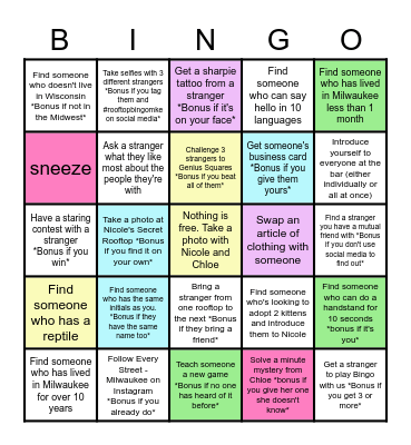 Nicole & Chloe's Rooftop Bar Bingo Card