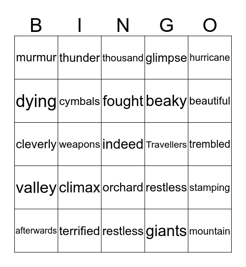 Rowan and the Travellers Bingo Card