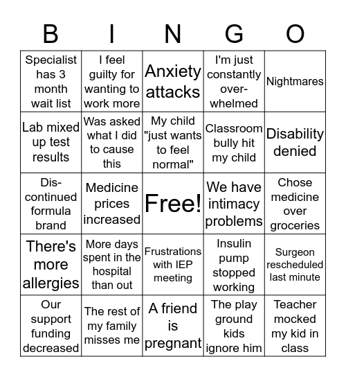 Crisis Bingo  Bingo Card