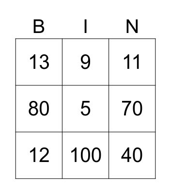 Bingo Time! Bingo Card