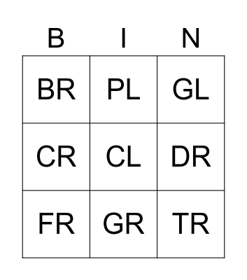 Phonics 1B, Week 3 Bingo Card