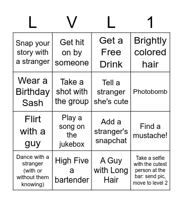 Birthday Scavenger Hunt Bingo Card