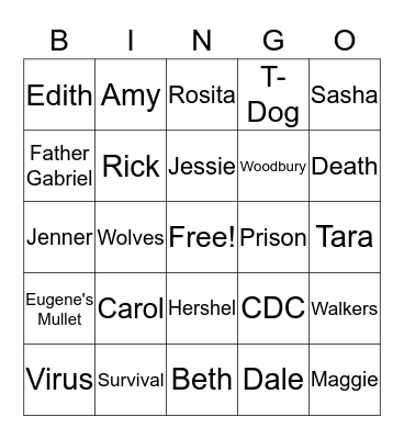 The Walking Dead Bingo Card