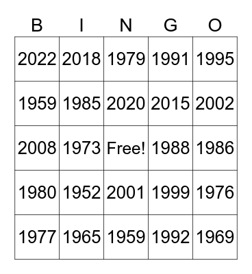 Fran & Sal's 70th Birthday Bingo Card