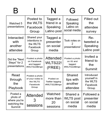 2022 World Language Teachers Summit: Bingo Card