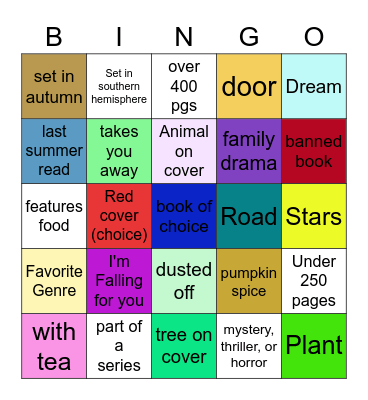 September Reading Bingo Card