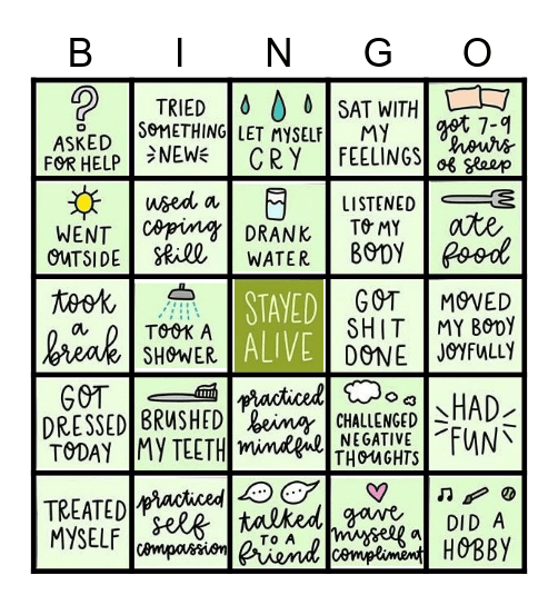 Self Care Bingo Card