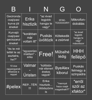 X Faktor 2022 Bingo Card