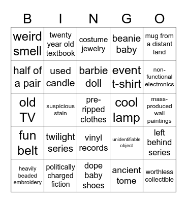 Goodwill Finds Bingo Card
