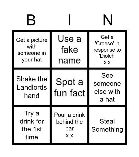 Monmouth Mission Bingo Card