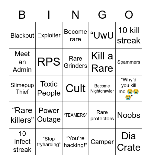Kaiju paradise Bingo Card