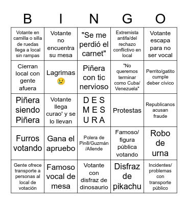 PLEBISCITO 2022 Bingo Card
