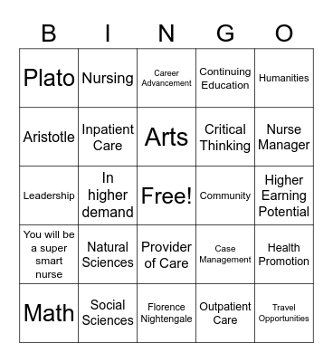 Liberal Education Bingo Card